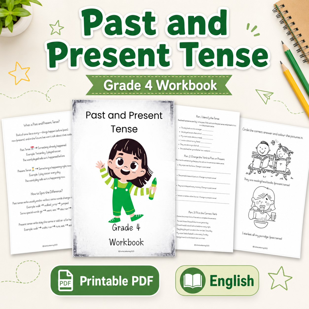 Past & Present Tense Workbook – Grade 4