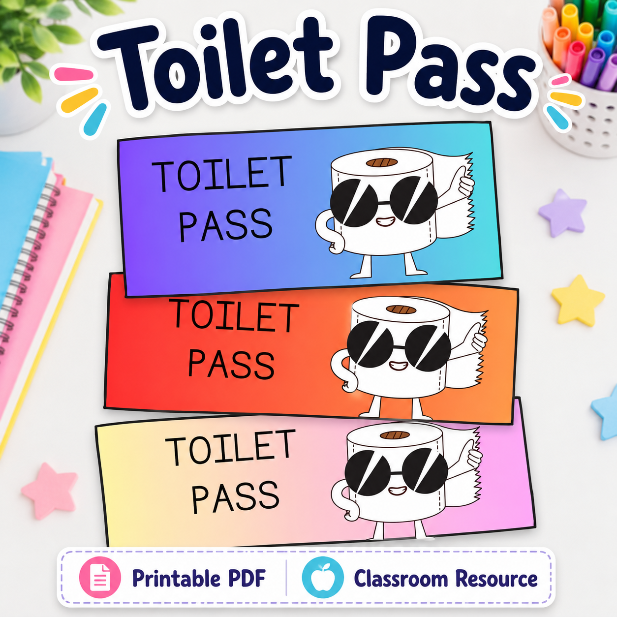Classroom Toilet Pass Cards – Printable PDF