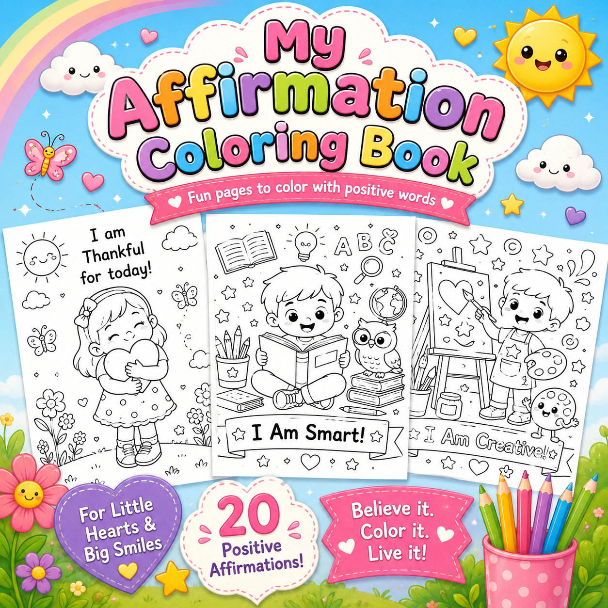 My Affirmation Coloring Book | 19 Positive Printable Coloring Pages