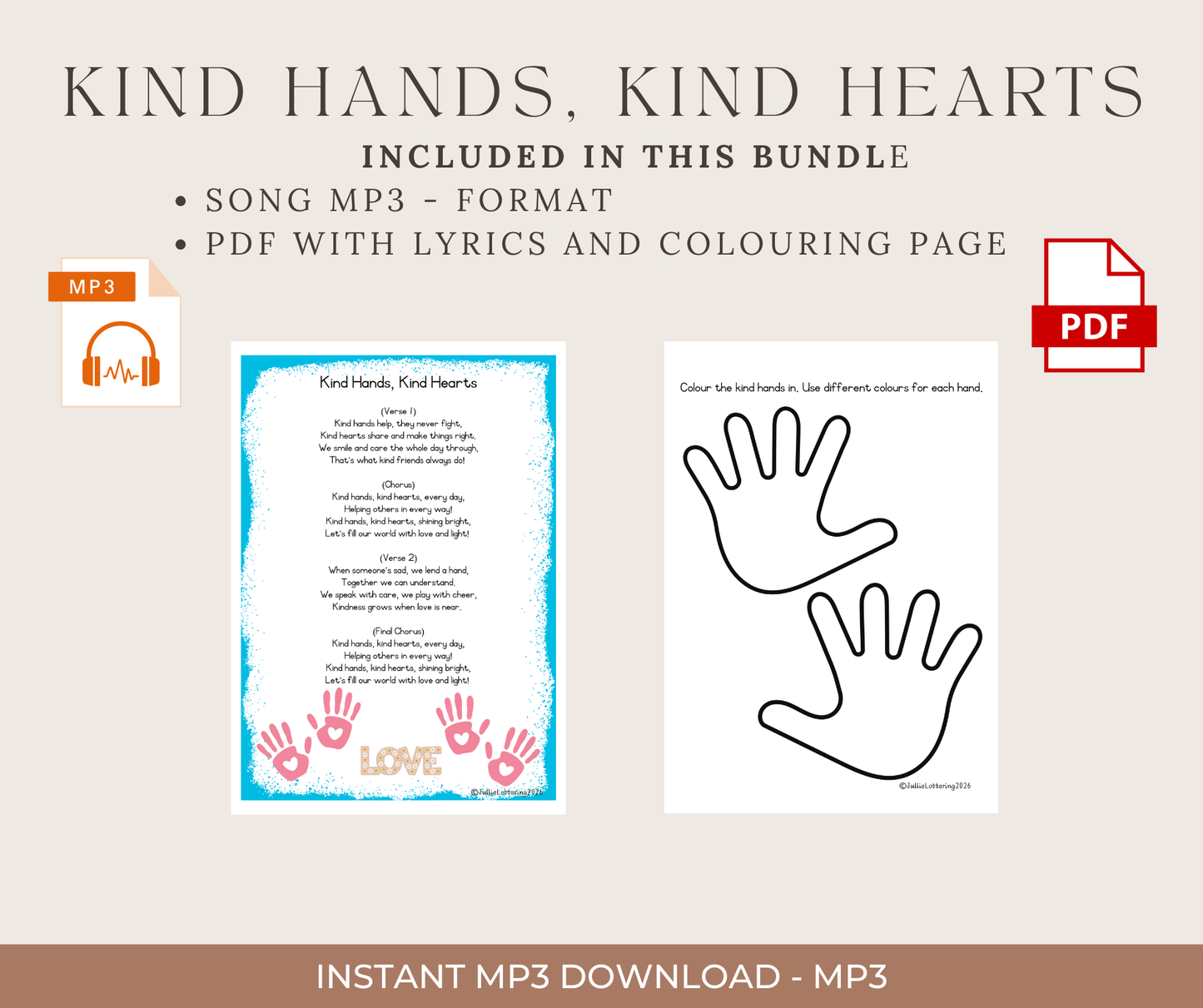 π΅ Kind Hands, Kind Hearts β Digital MP3 + PDF Pack