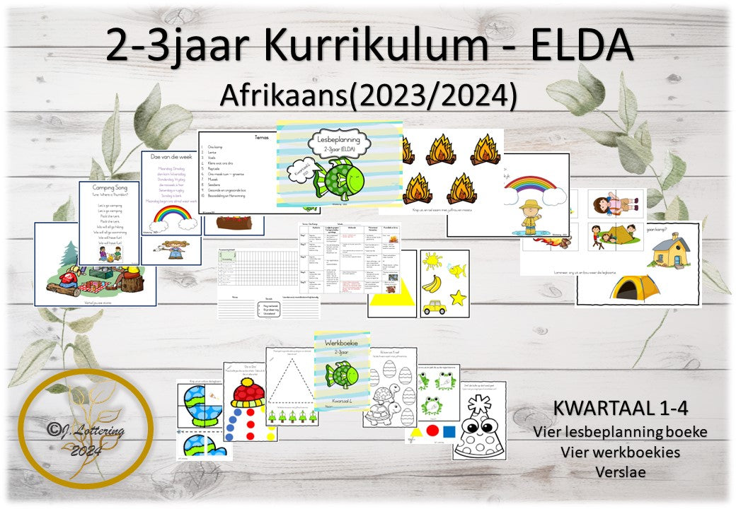 2–3 Jaar ELDA Volledige Jaar Kurrikulum (Afrikaans) – Kwartaal 1–4
