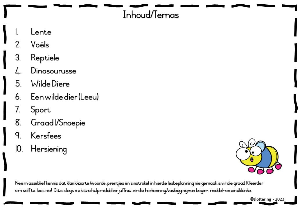 Graad R CAPS Volledige Jaar Kurrikulum (Afrikaans) – Kwartaal 1–4