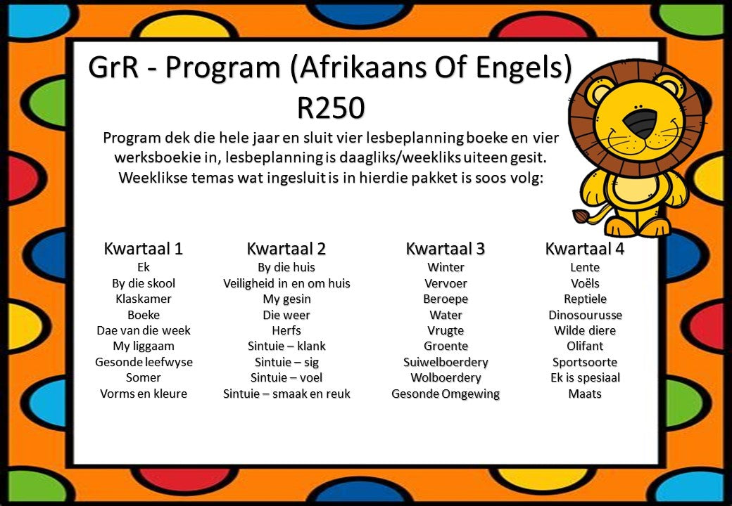 Graad R Kurrikulum – Kwartaal 1–4 – Afrikaans