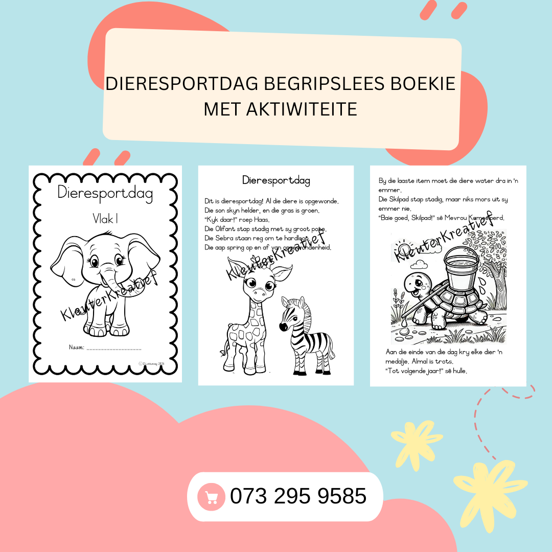 Begripslees Werkboekie – Graad 1–2 – Afrikaans (Drukbare PDF)