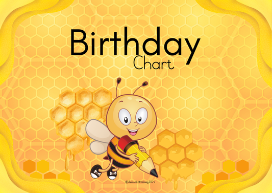 Bee Theme Birthday Chart English