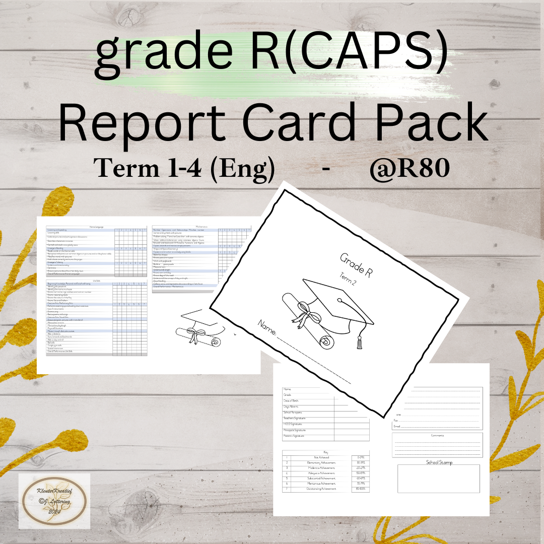 Grade R Report Cards – Term 1–4 – English (Printable PDF)