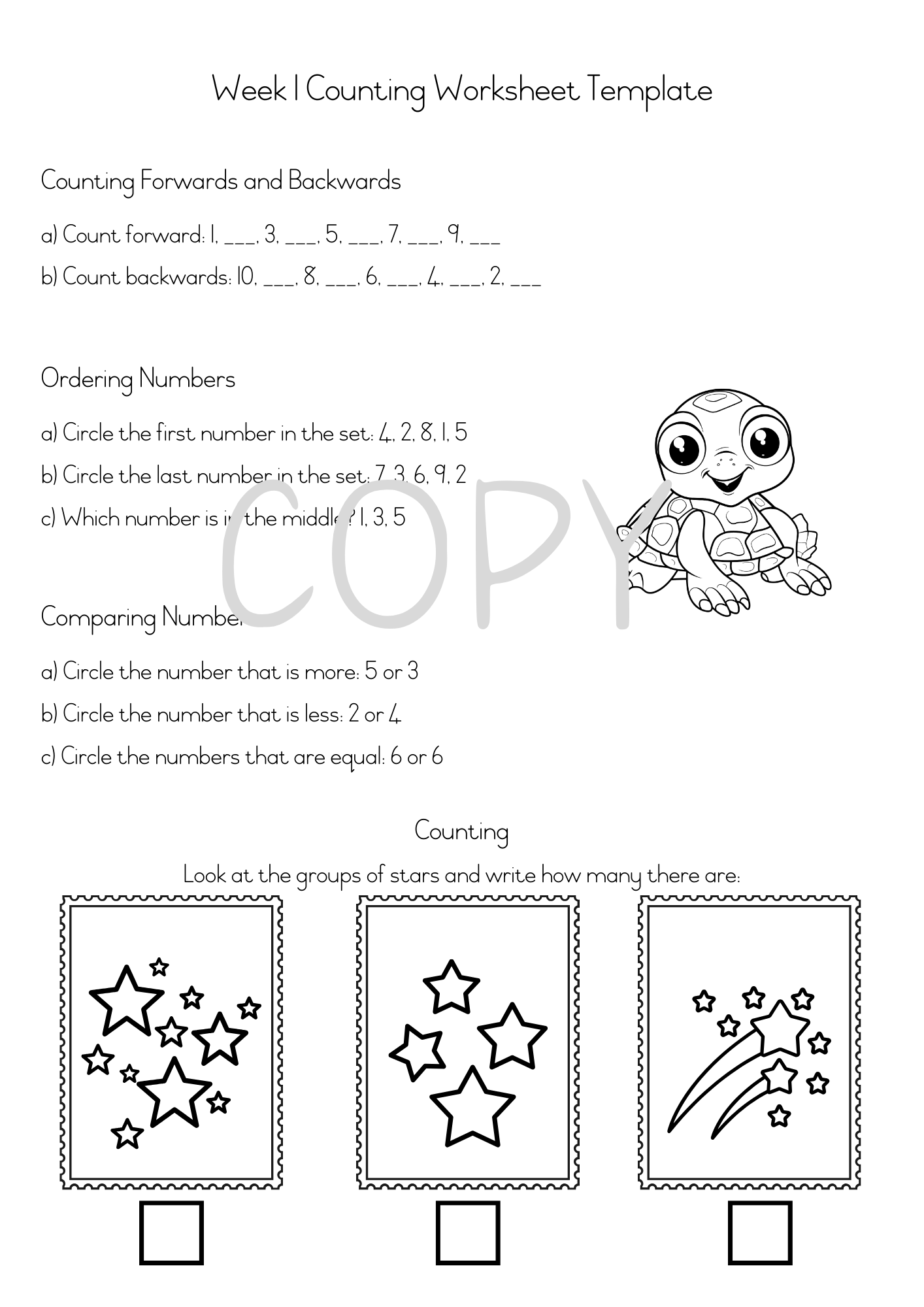 Counting Workbook – Grade 1 – English (Printable PDF) 2025