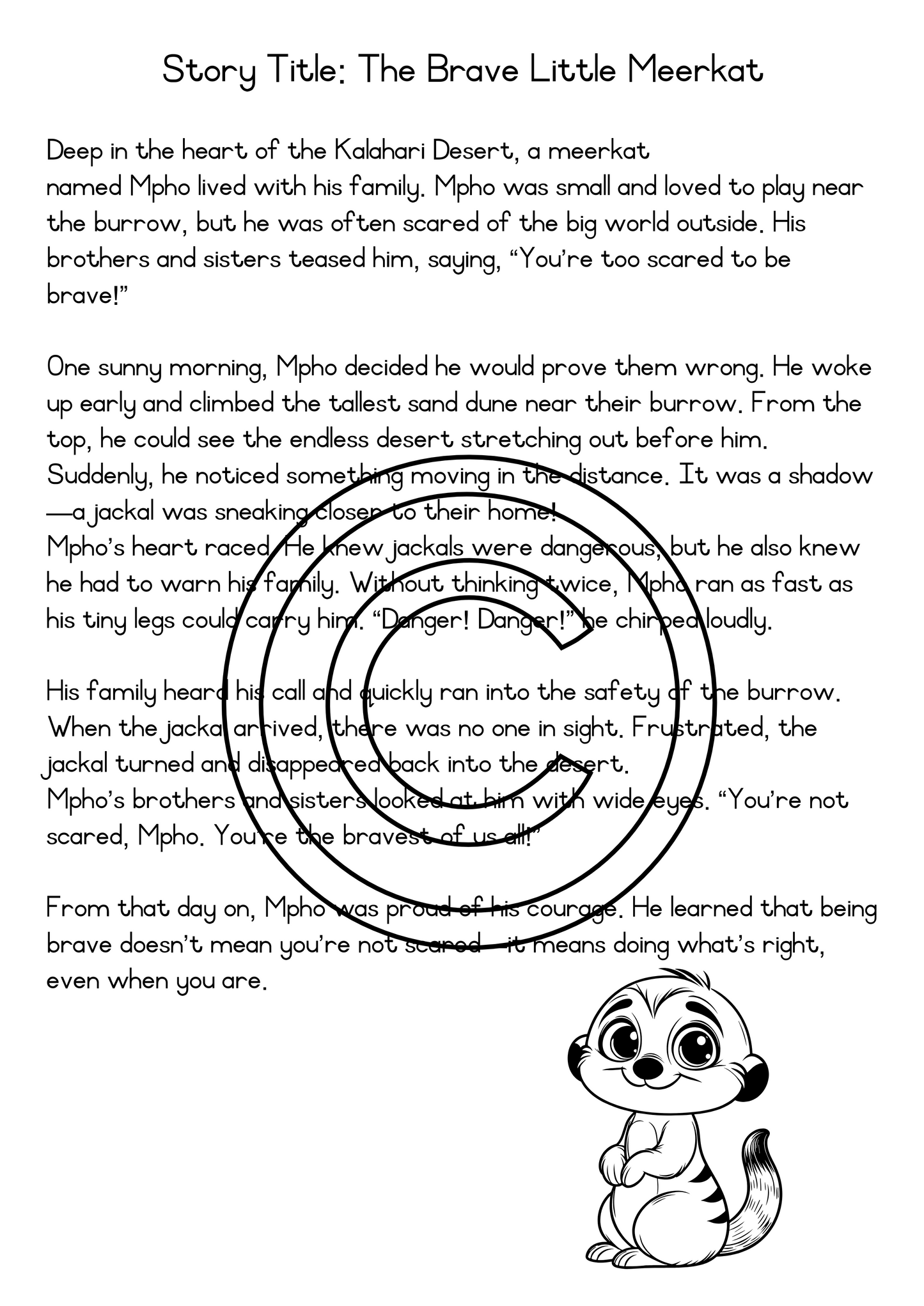 Reading Comprehension - Brave Little Meerkat. (FAL)  Grade 4