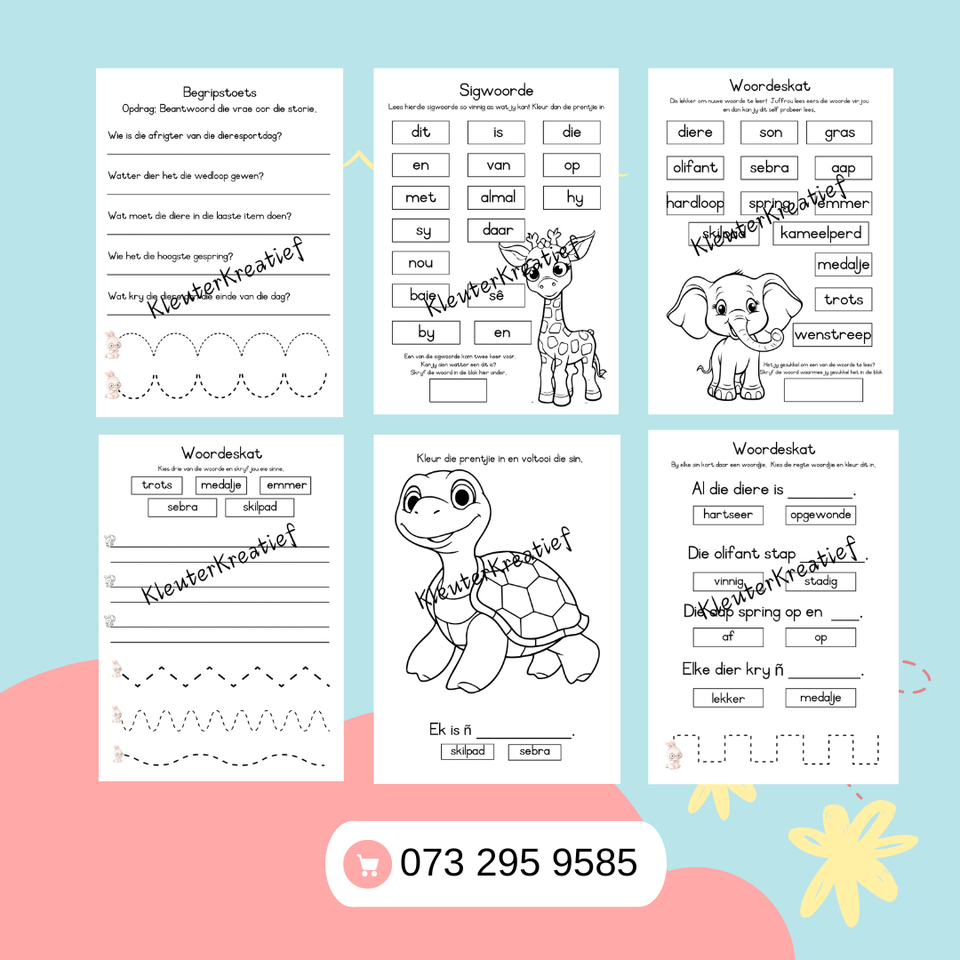 Begripslees Werkboekie – Graad 1–2 – Afrikaans (Drukbare PDF)