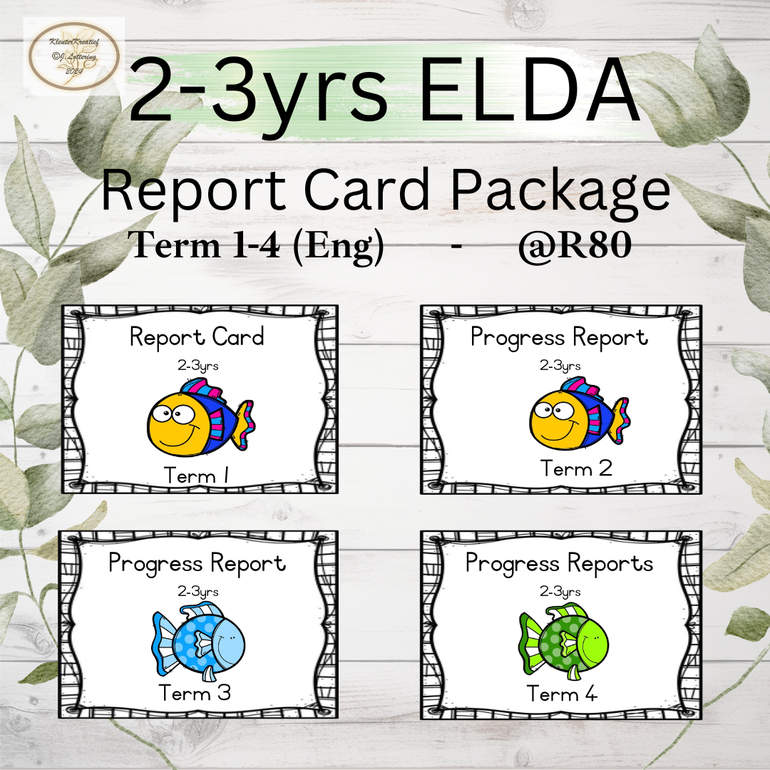 2–3 Years ELDA Report Cards – Term 1–4 – English (Printable PDF)