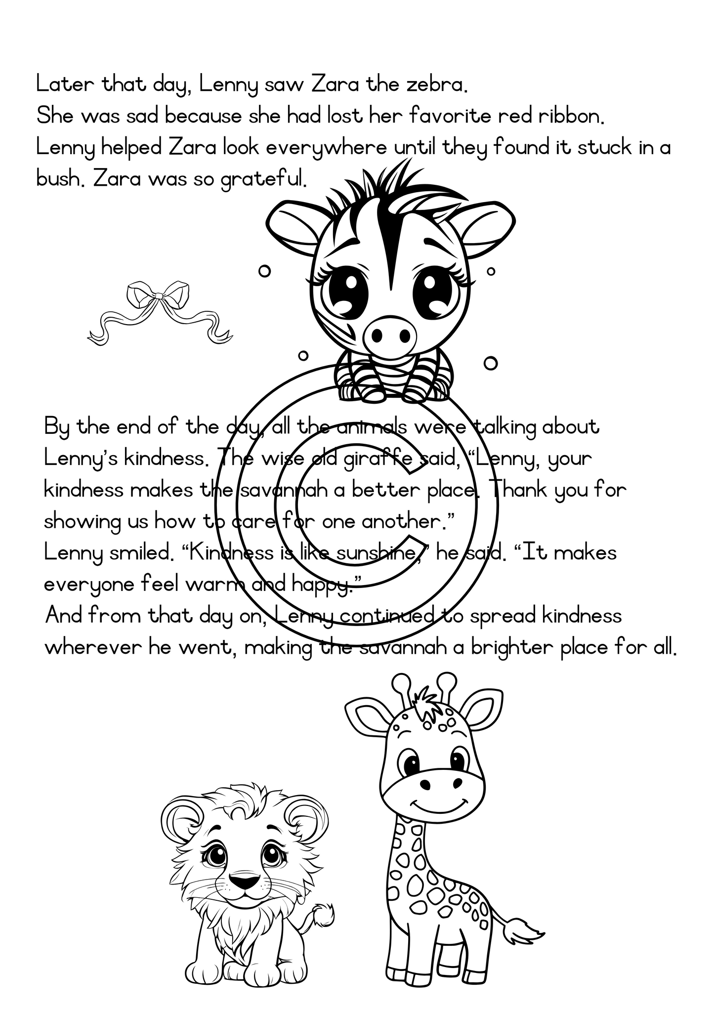 Lenny the Kind Lion Cub - grade2 Reading comprehension