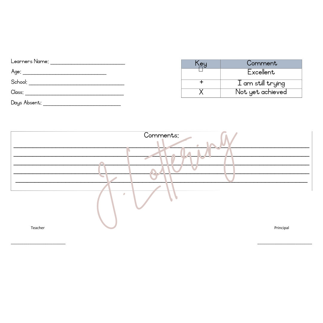1–2 Years Report Cards – Term 1–4 – English (2024)