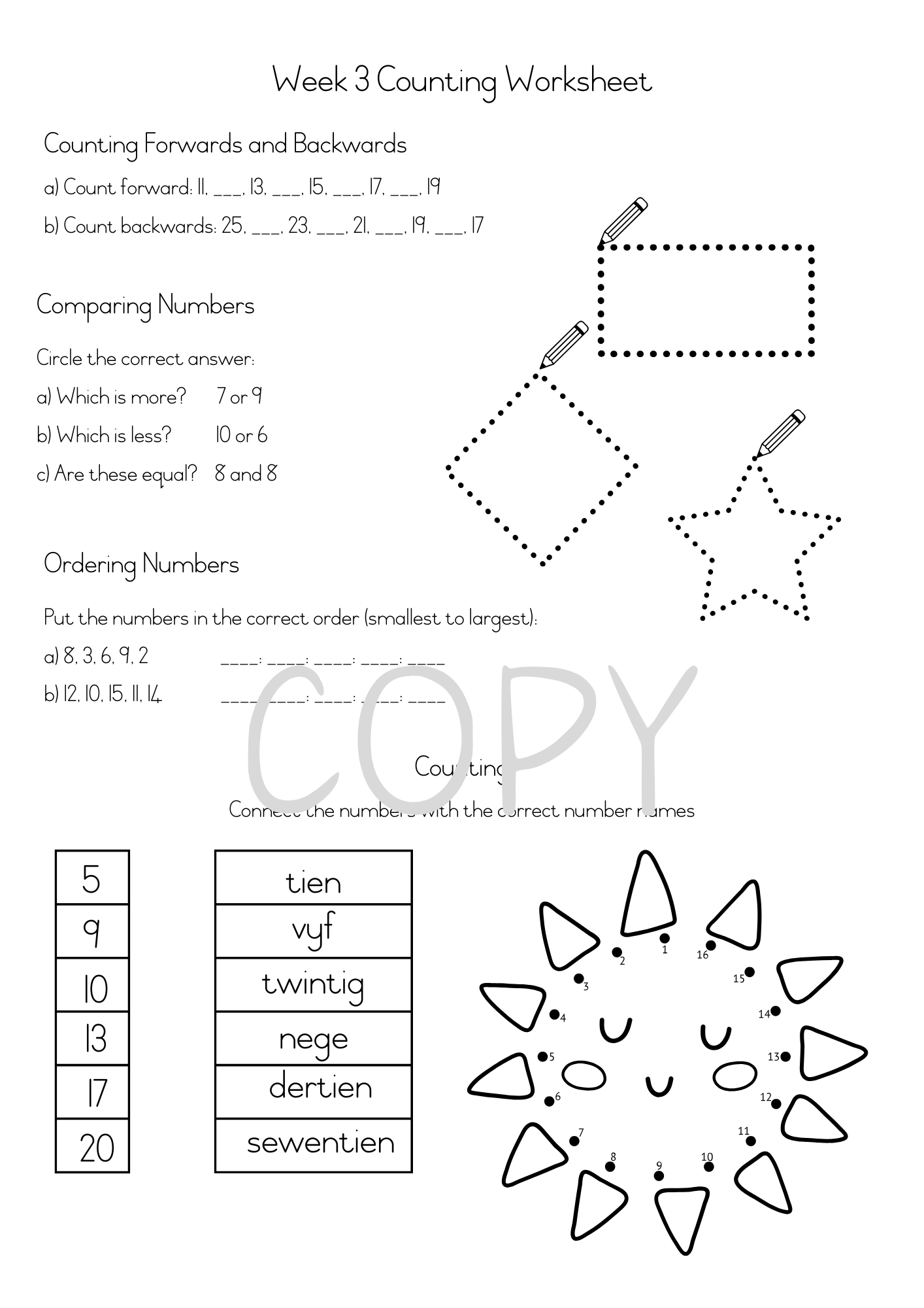 Counting Workbook – Grade 1 – English (Printable PDF) 2025