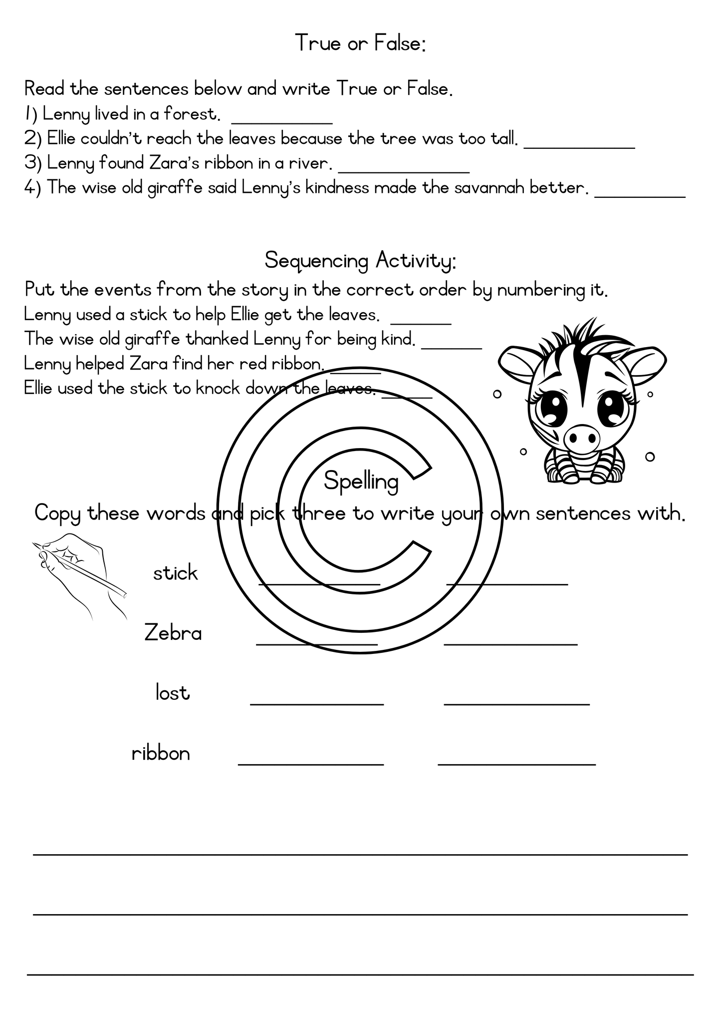 Lenny the Kind Lion Cub - grade2 Reading comprehension