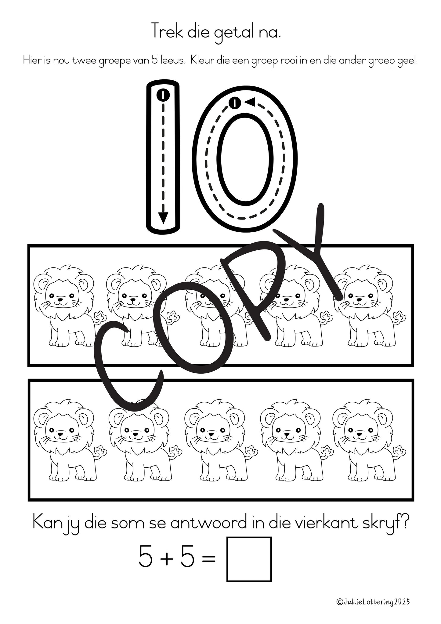 Graad R Getalle 5–10 Werkboek (Afrikaans) | Printbare PDF – 2025