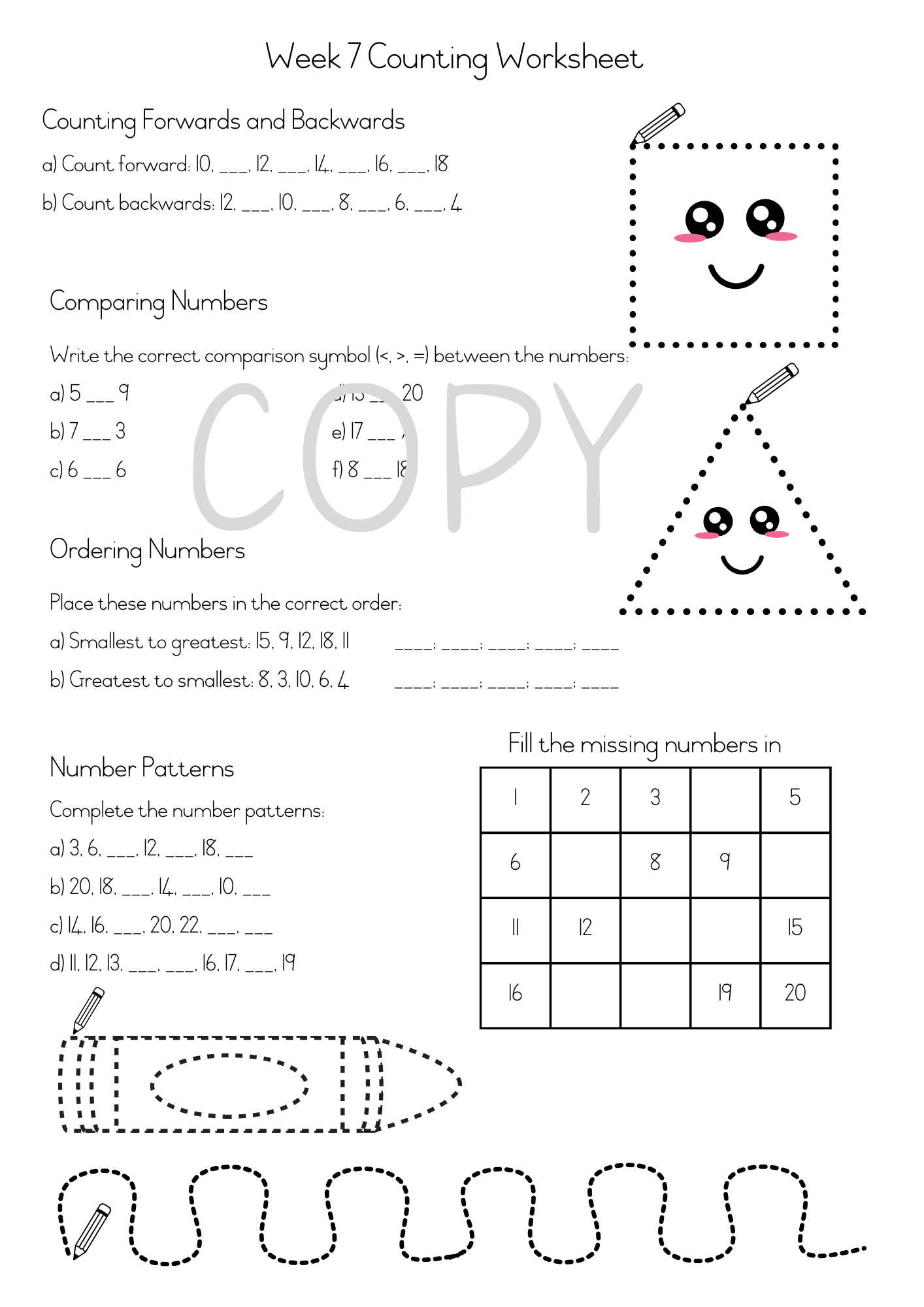 Counting Workbook – Grade 1 – English (Printable PDF) 2025