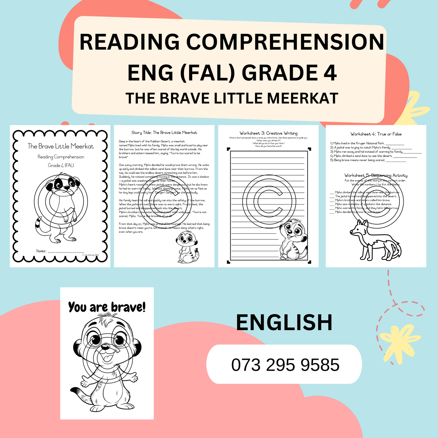 Reading Comprehension - Brave Little Meerkat. (FAL)  Grade 4