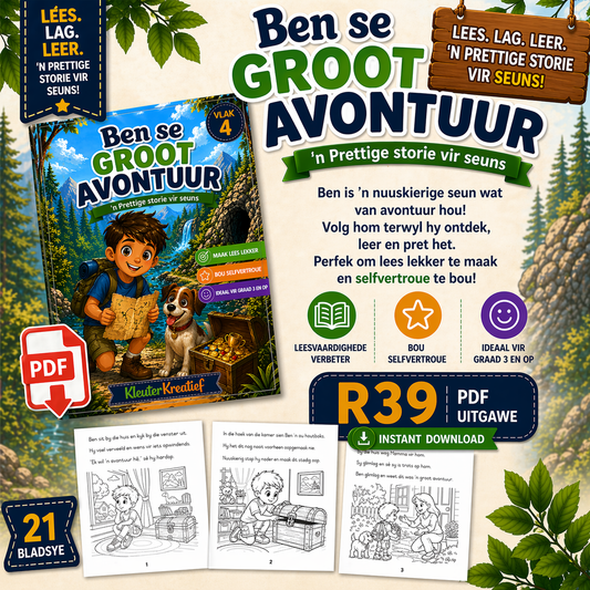 Ben se Groot Avontuur – Beginner Leesboek (PDF | Graad 3+)