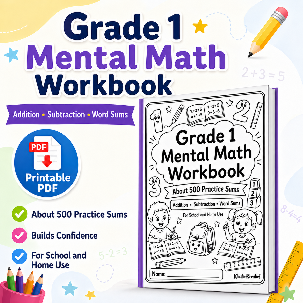 Mental Math Workbook – Grade 1 – English (Printable PDF) 2026