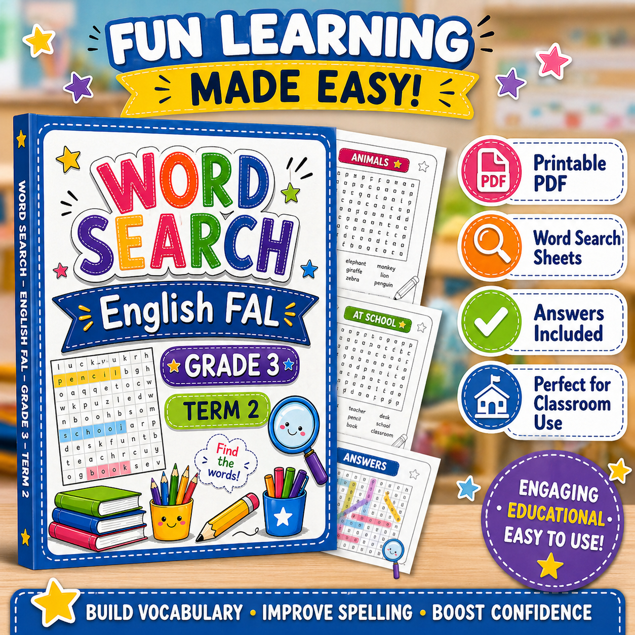 Grade 3 English FAL Term 2 Word Search Pack