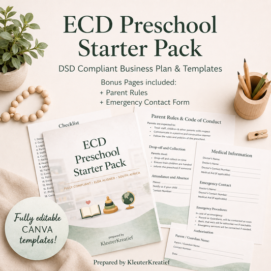 ECD Preschool Starter Pack | Editable Canva Business Plan (DSD Ready)