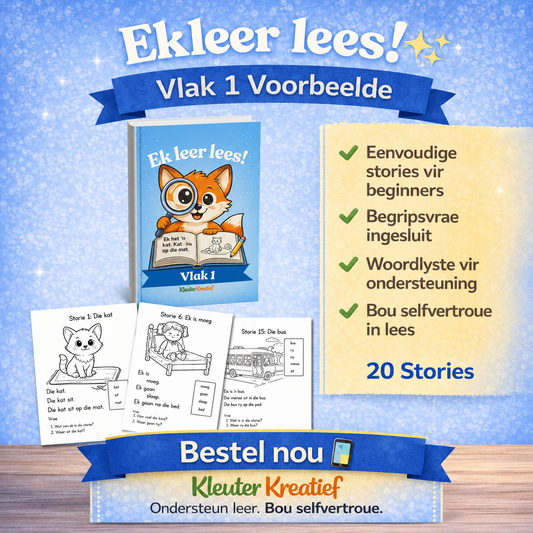 Ek leer lees!  Vlak 1–3 Leesbundel | 60 Stories vir Graad 1 & Beginner Lesers | KleuterKreatief