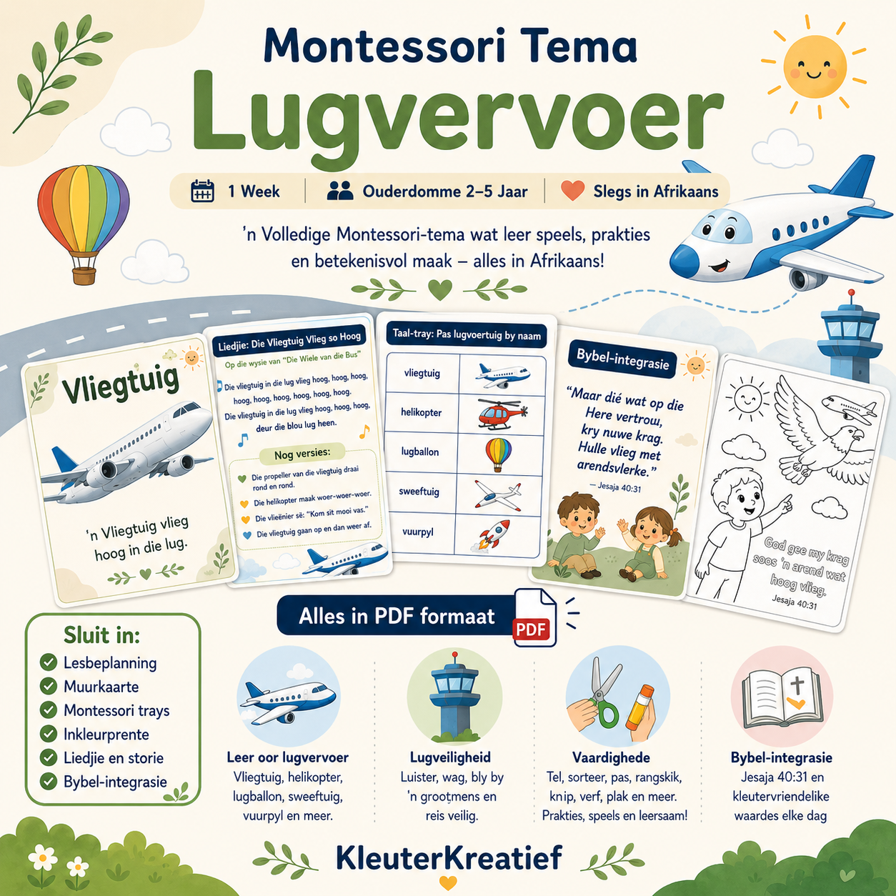 Montessori Tema: Lugvervoer – Afrikaans PDF