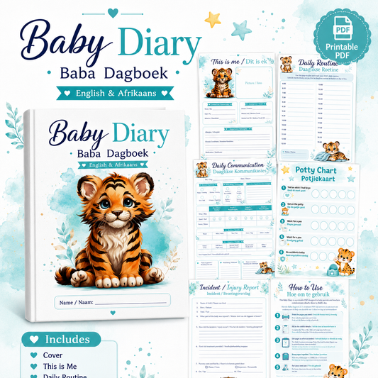Baby Diary / Baba Dagboek – English & Afrikaans Printable PDF