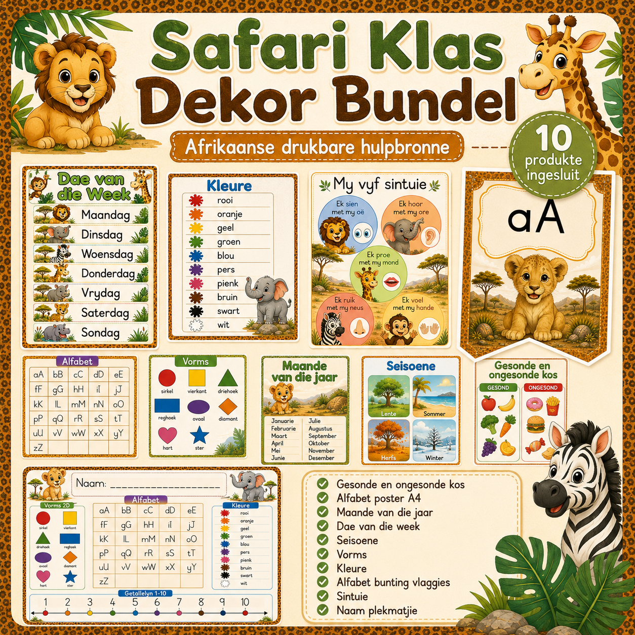Safari Klas Dekor Bundel – Afrikaans