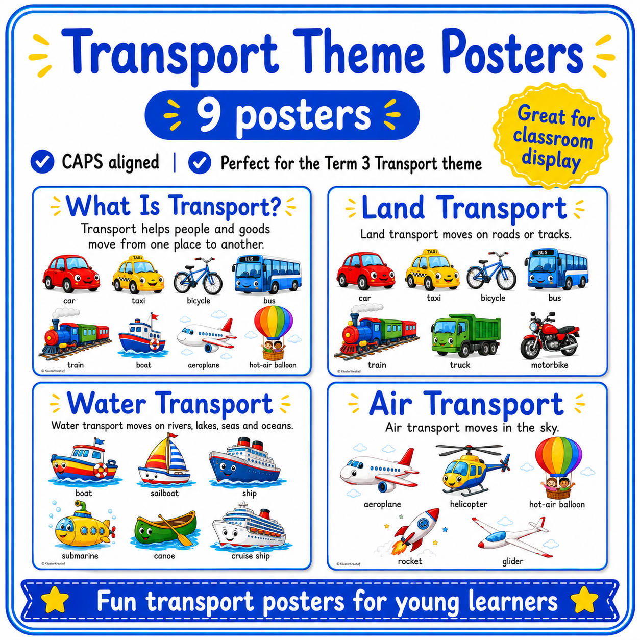 Grade R Term 3 Theme Posters – English | 70+ A4 Landscape Wall Charts