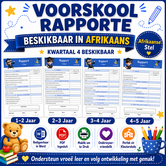 Rapporte Kwartaal 4 – Afrikaans (1-2, 2-3, 3-4 en 4-5jr)