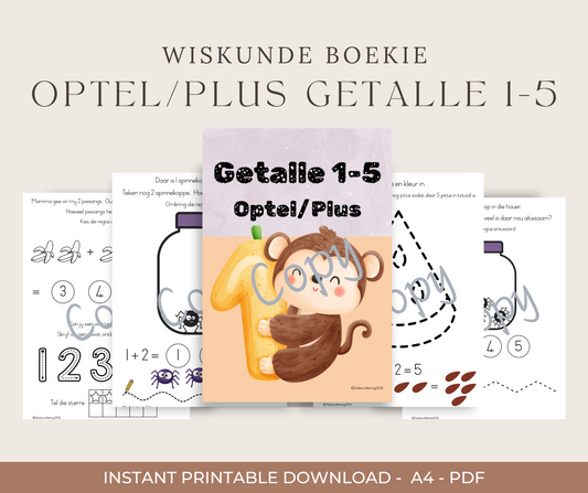 Graad R Getalle 1–5 Werkboek (Afrikaans) | Printbare PDF – 2026