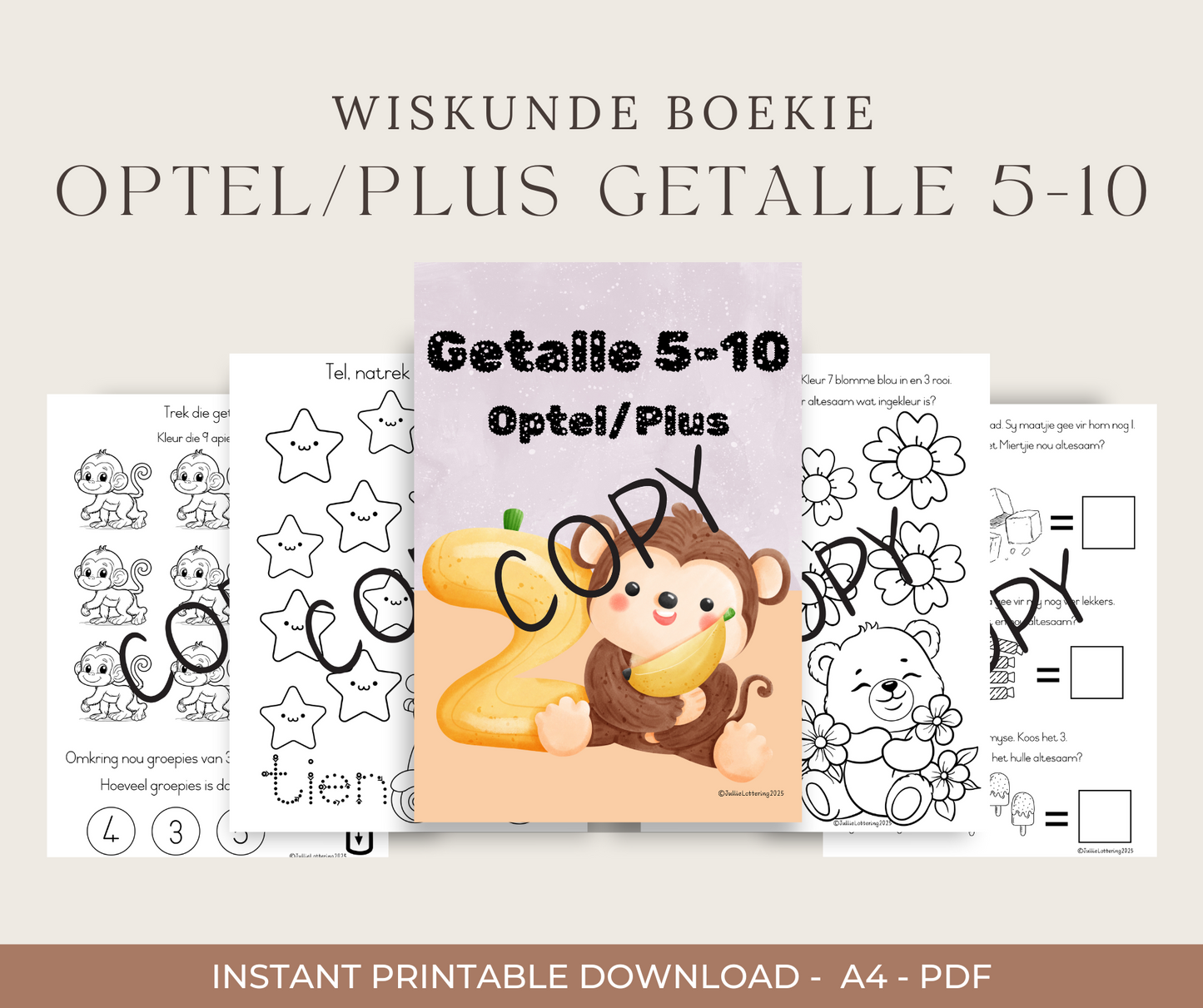 Graad R Getalle 5–10 Werkboek (Afrikaans) | Printbare PDF – 2025