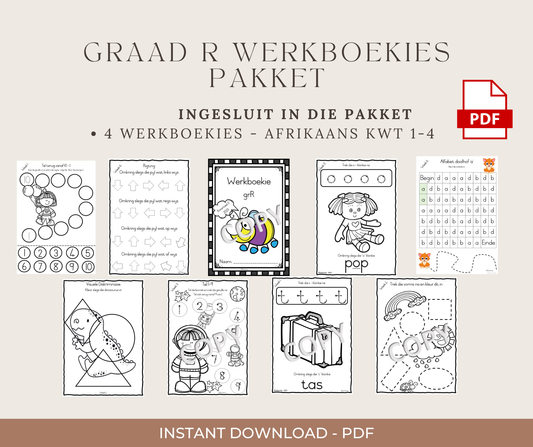 Graad R CAPS Werkboek Bundel – Kwartaal 1–4 (Afrikaans) | Drukbare PDF