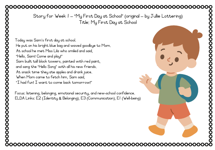 3–4 Years Term 1 – ELDA-Aligned Preschool Package (2026)