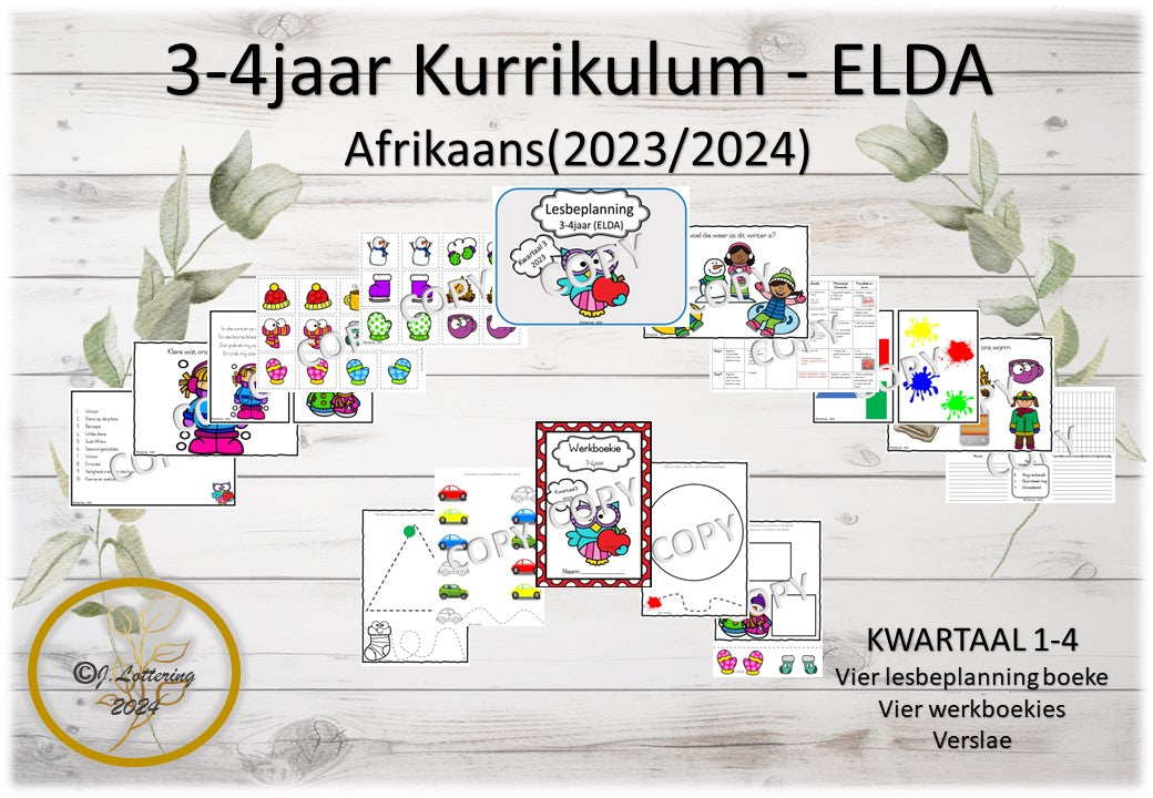 3–4 Jaar ELDA Volledige Jaar Kurrikulum (Afrikaans) – Kwartaal 1–4