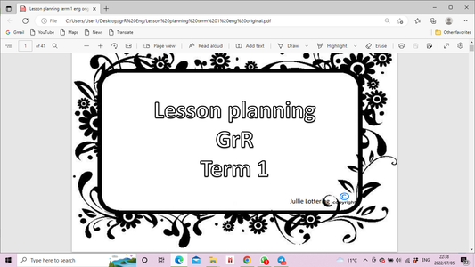 Grade R Lesson Plan – Term 1 – English (Printable PDF)