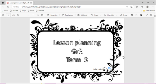 Grade R Lesson Plan – Term 3 – English (Printable PDF)