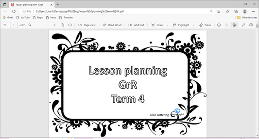 Grade R Lesson Plan – Term 4 – English (Printable PDF)