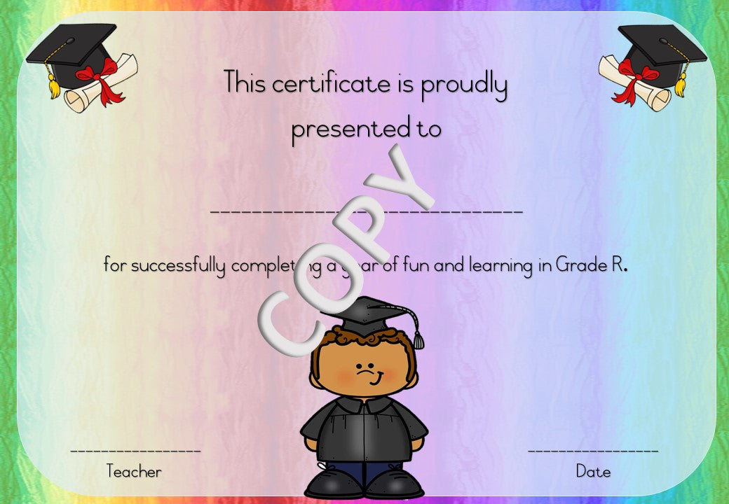 Grade R Graduation Certificates – Afrikaans & English (Printable PDF)